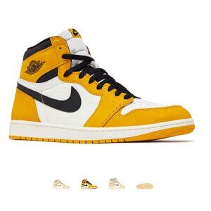 Mens Air Jordan 1 Retro High OG Sneakers Yellow Ochre